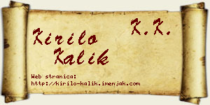 Kirilo Kalik vizit kartica